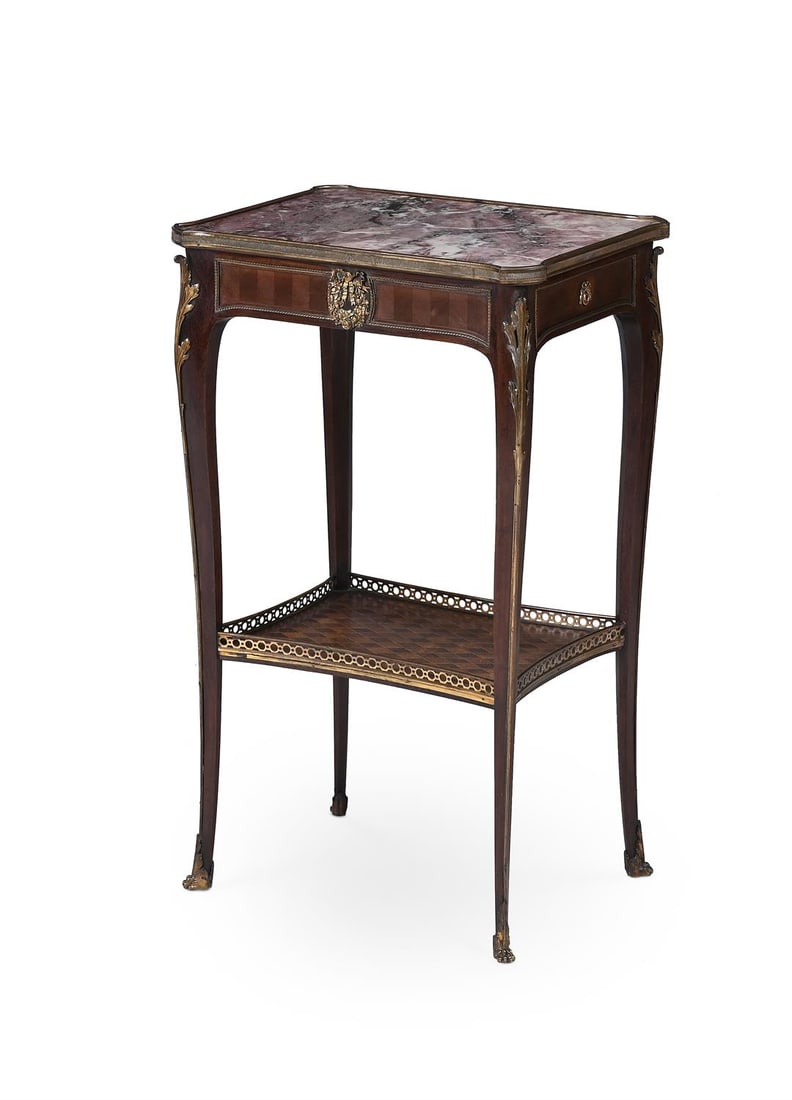 Y A FRENCH AMARANTH, PARQUETRY AND BRECHE VIOLETTE INSET SIDE OR END TABLE (1 of 6)