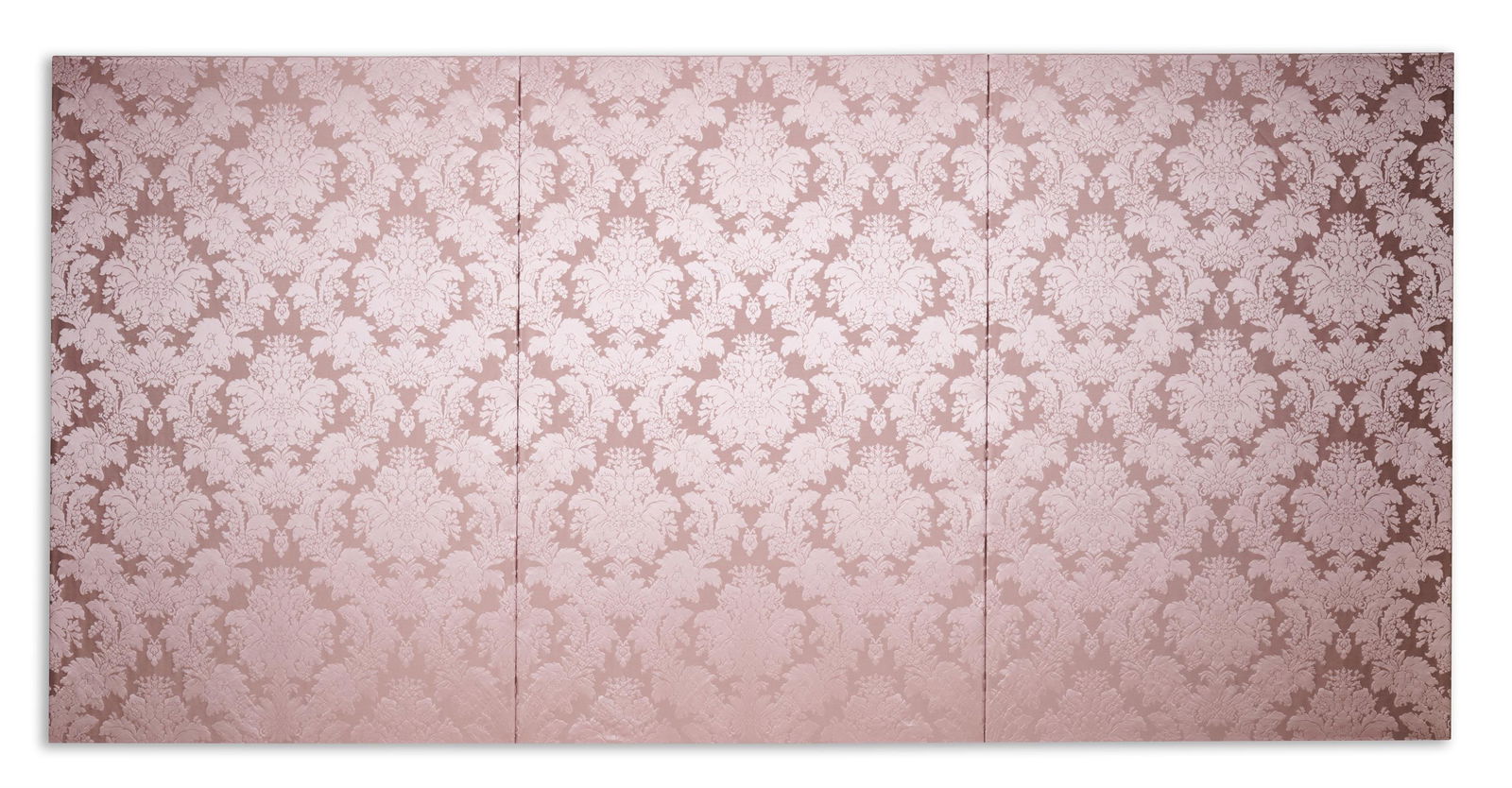 † A SET OF THREE 'MARINELLA' DAMASK LILLA PINK WOVEN FABRIC PANELS, BY WATTS 1874, (1 of 7)