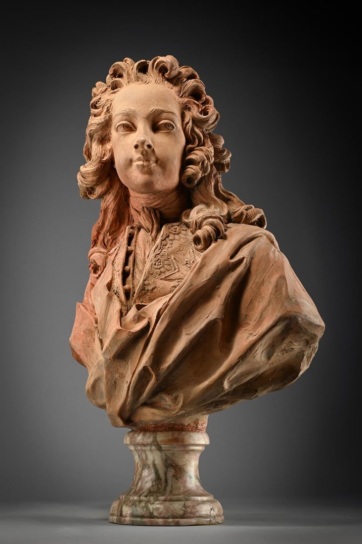 A TERRACOTTA BUST OF A YOUNG NOBLEMAN, IN THE MANNER OF FERNANDO CIANCIANINI (1 of 9)