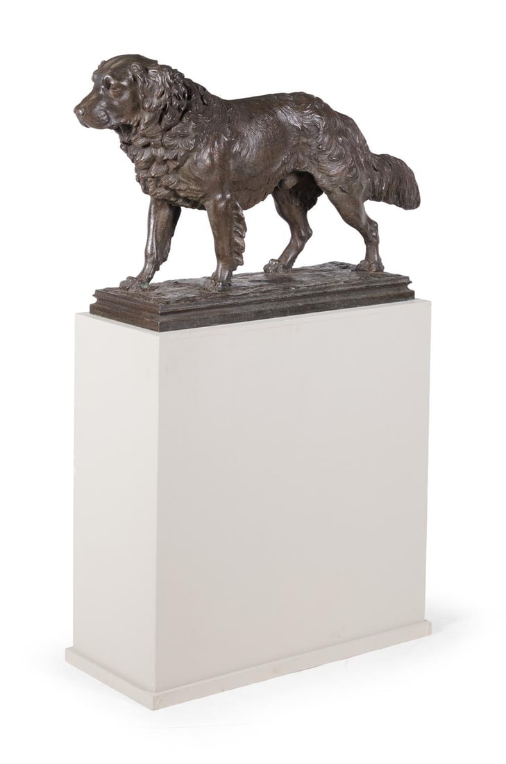 MORITZ GEISS (1805-1875), A LARGE BRONZED ZINC MODEL OF A NEWFOUNDLAND DOG, CIRCA 1850-1870 (1 of 4)
