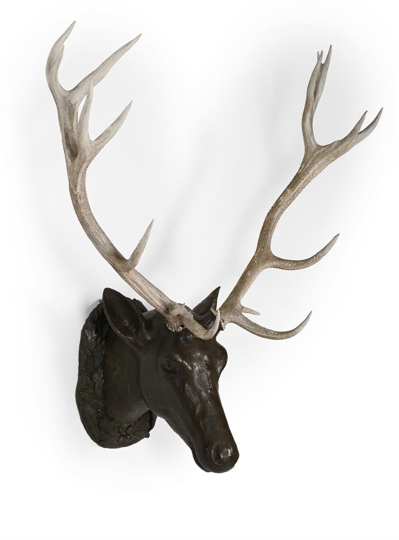A LARGE BRONZED COMPOSITION IMPERIAL STAG'S HEAD, CONTEMPORARY (1 of 3)