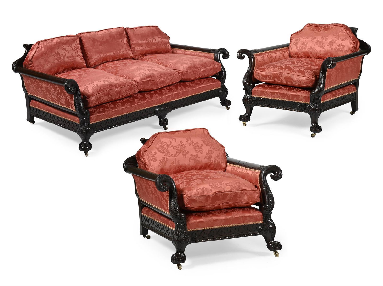 A SUITE OF CARVED MAHOGANY SEAT FURNITURE, EARLY 20TH CENTURY (1 of 3)