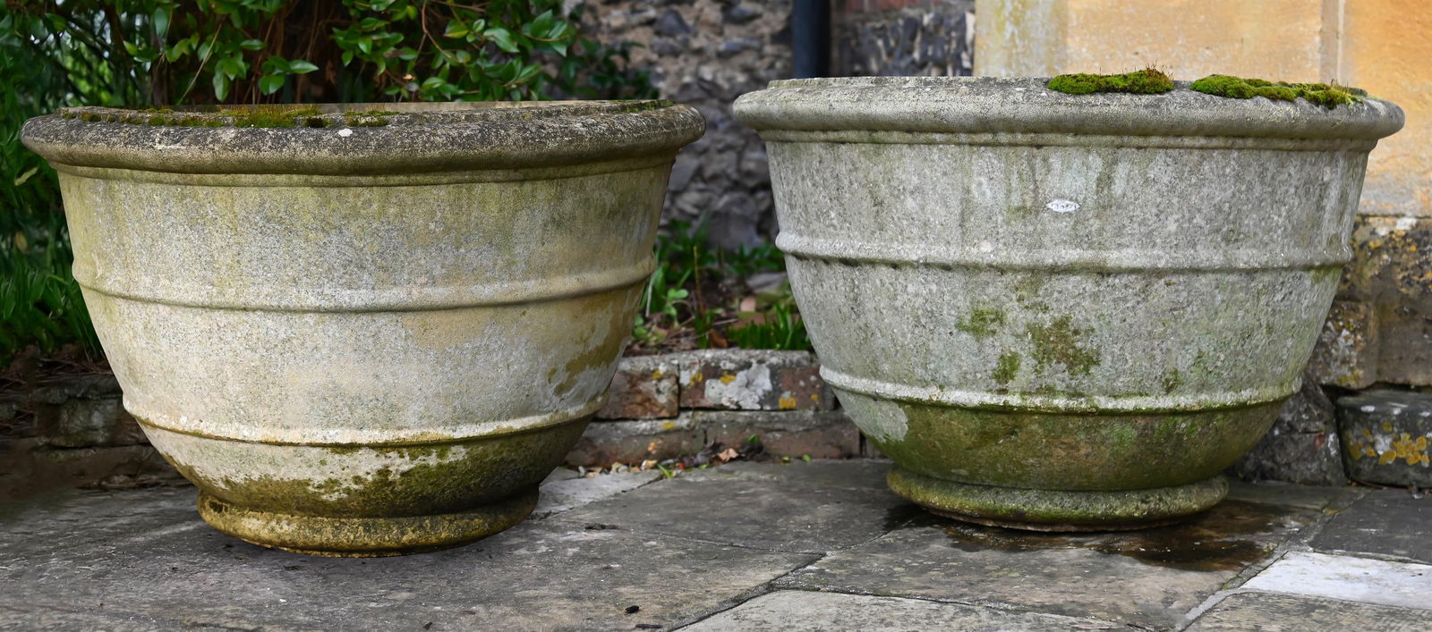 A LARGE PAIR OF COMPOSITION STONE PLANTERS, 20TH CENTURY (1 of 1)