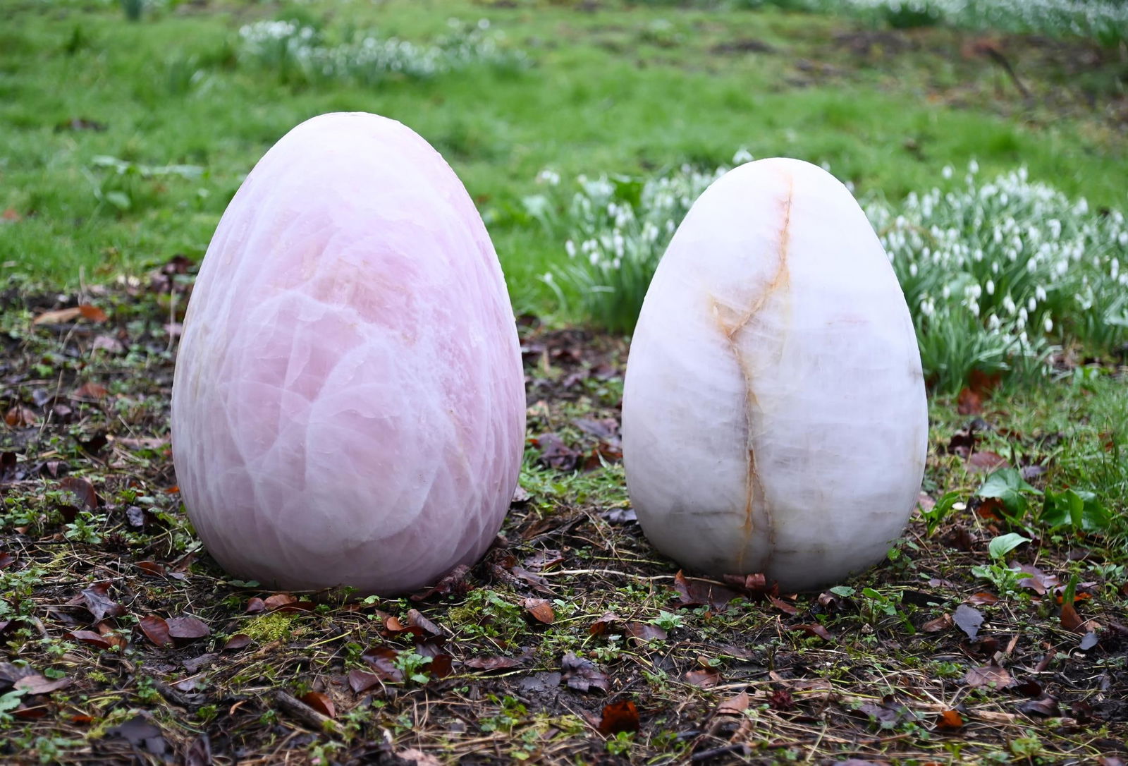TWO LARGE POLISHED MINERAL EGGS (1 of 1)