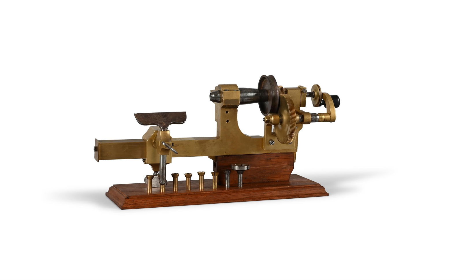 A SWISS BRASS AND STEEL WATCHMAKER’S 6MM MANDREL-FRAME LATHE (1 of 2)
