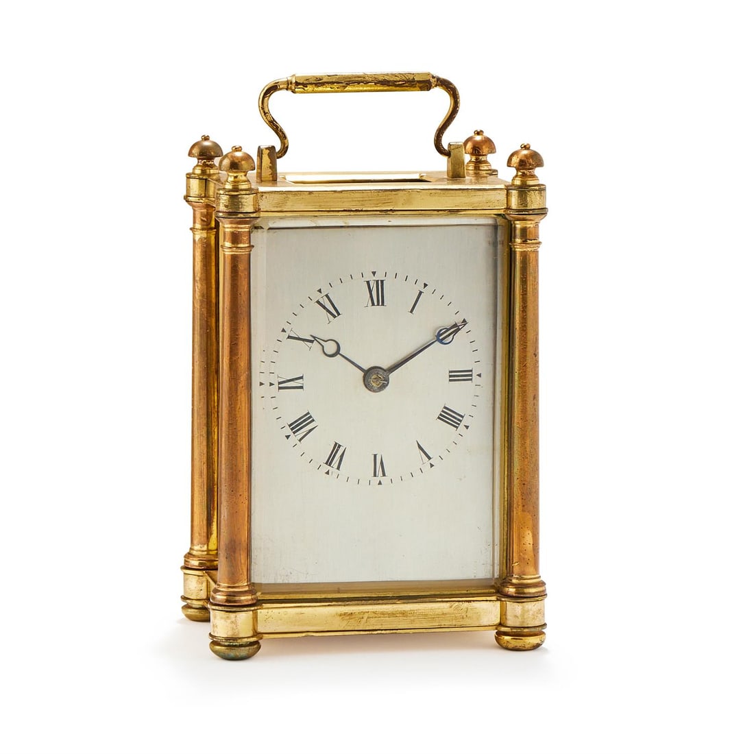 A GILT AND SILVERED BRASS CARRIAGE CLOCK (1 of 3)