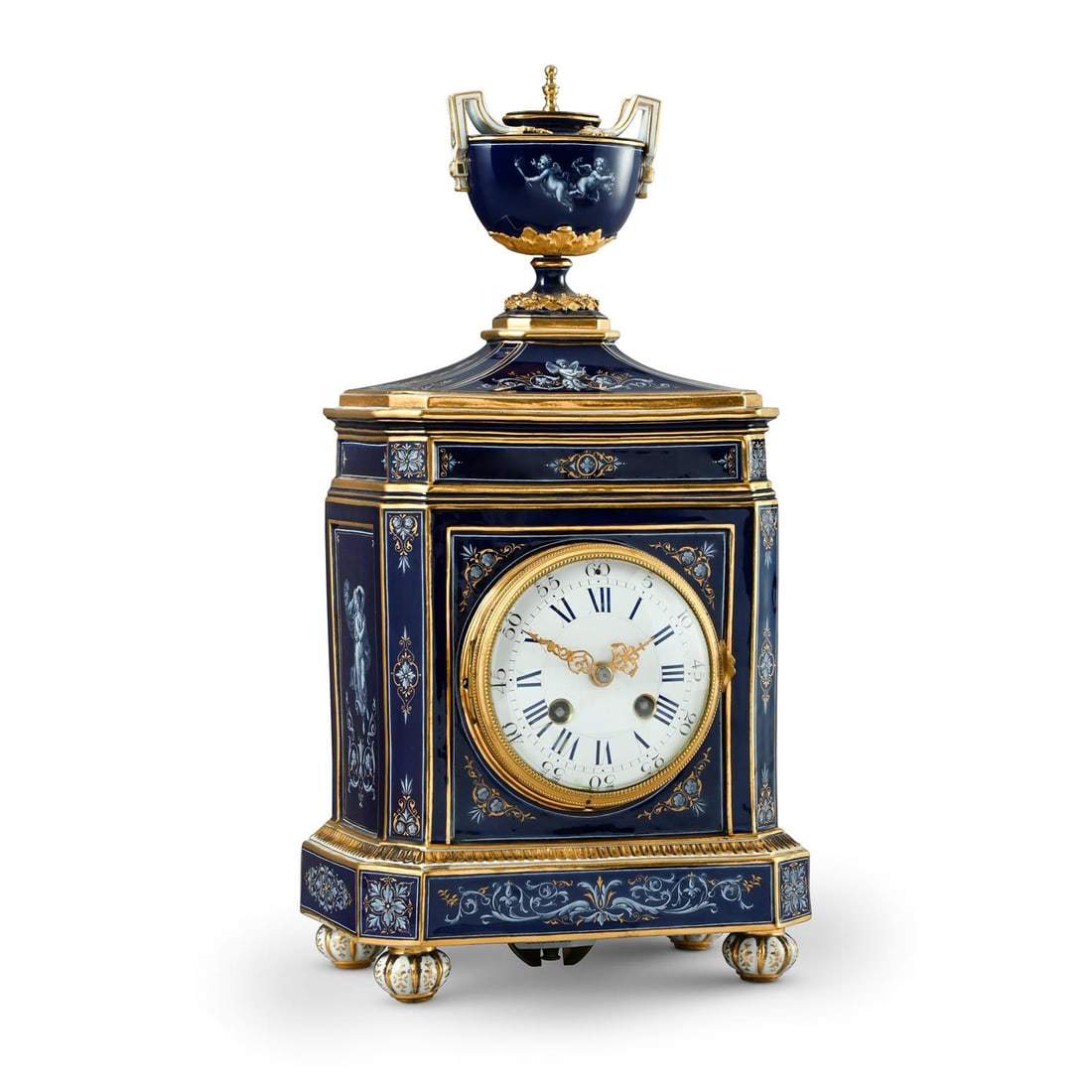 A RARE MEISSEN PORCELAIN-CASED MANTEL CLOCK DECORATED IN THE LIMOGES ENAMEL STYLE (1 of 7)