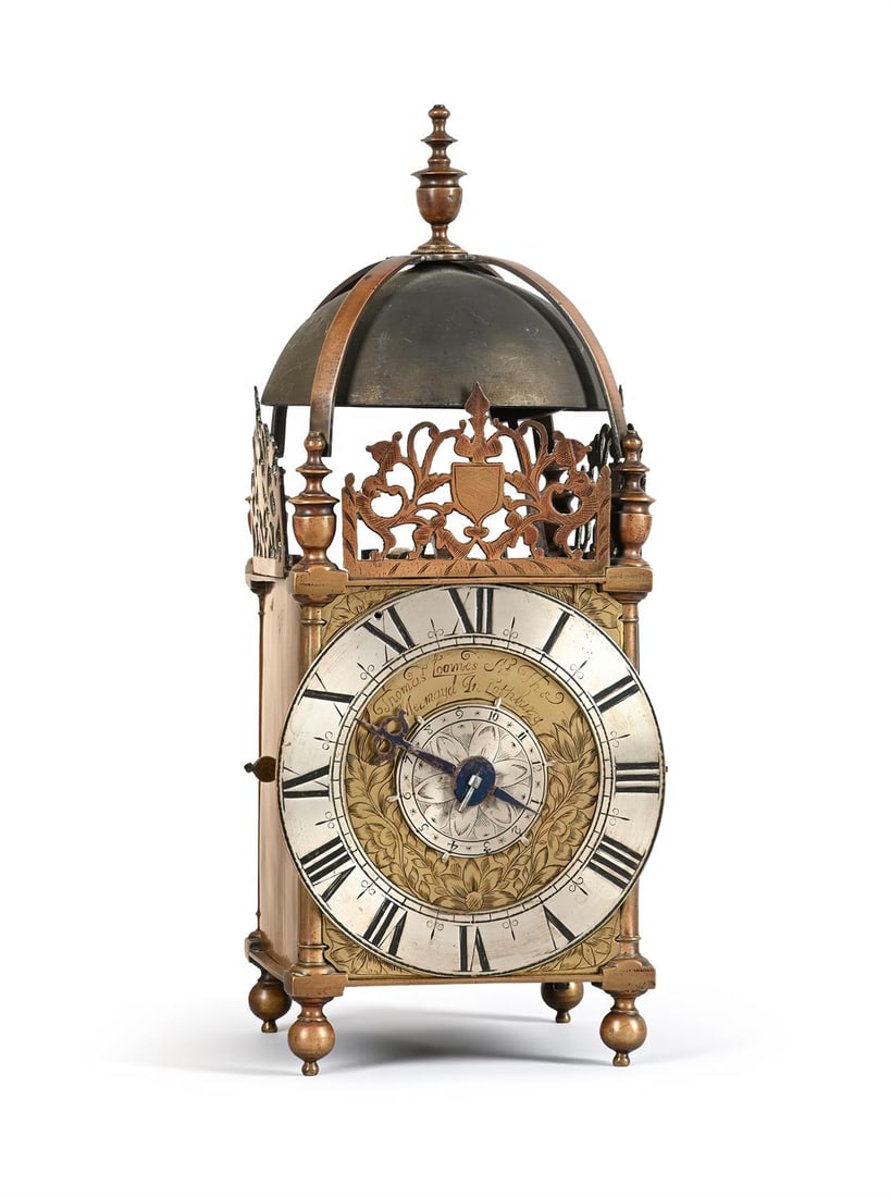 A FINE COMMONWEALTH PERIOD BRASS LANTERN CLOCK (1 of 5)