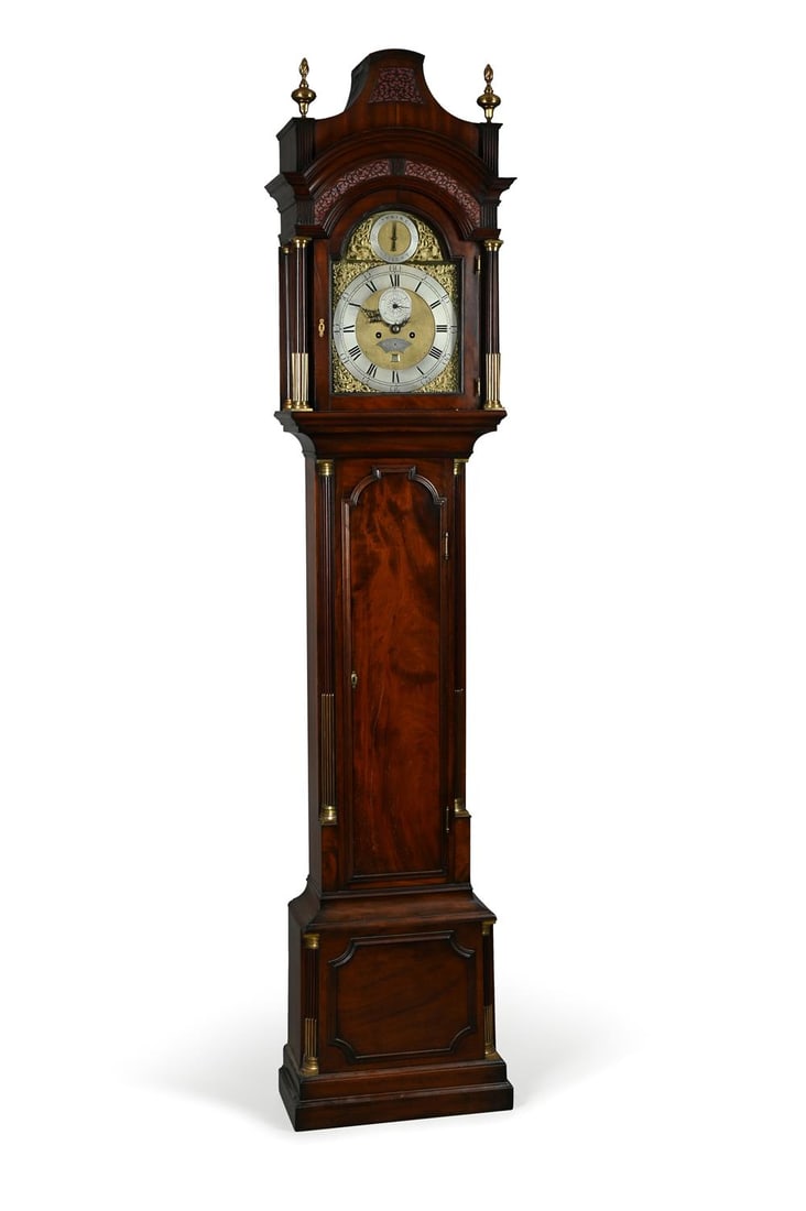 A GEORGE III BRASS MOUNTED MAHOGANY EIGHT-DAY LONGCASE CLOCK (1 of 4)