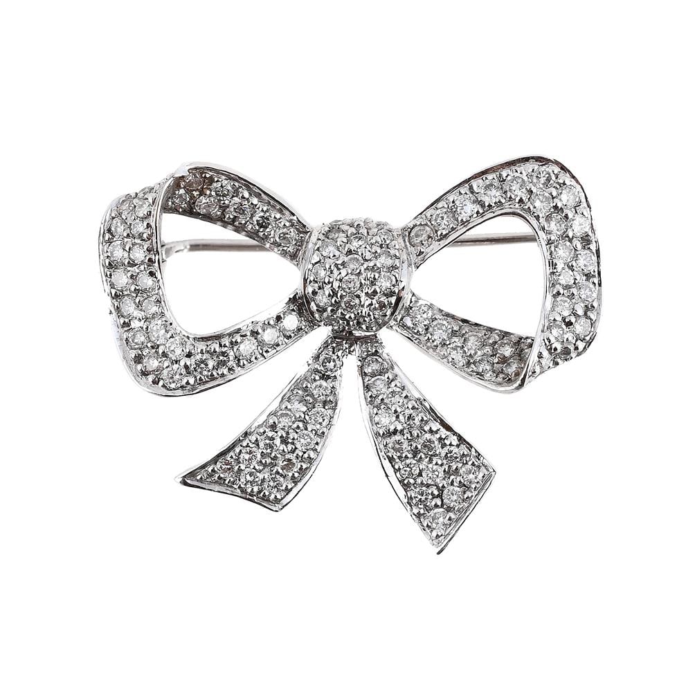 A DIAMOND BOW BROOCH (1 of 1)