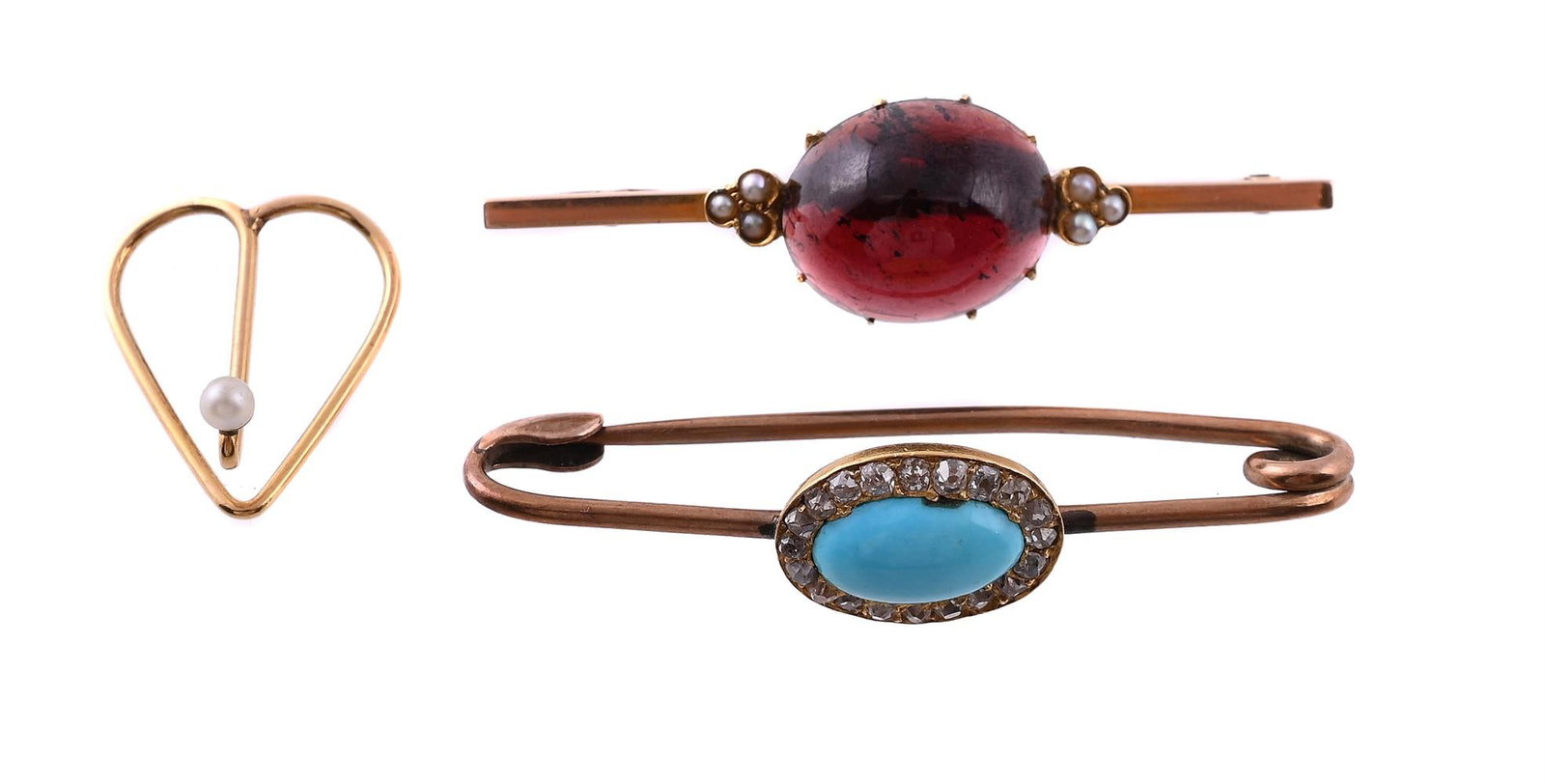 A TURQUOISE AND DIAMOND CLUSTER PANEL BAR BROOCH (1 of 1)