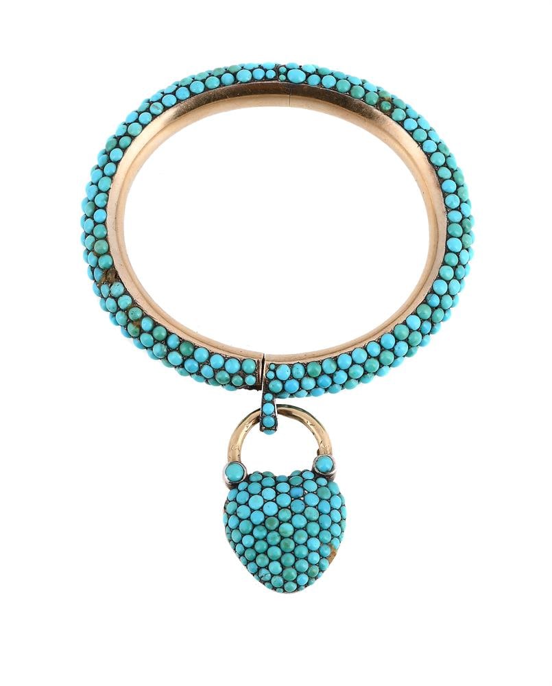 AN EARLY VICTORIAN TURQUOISE SET BANGLE (1 of 1)