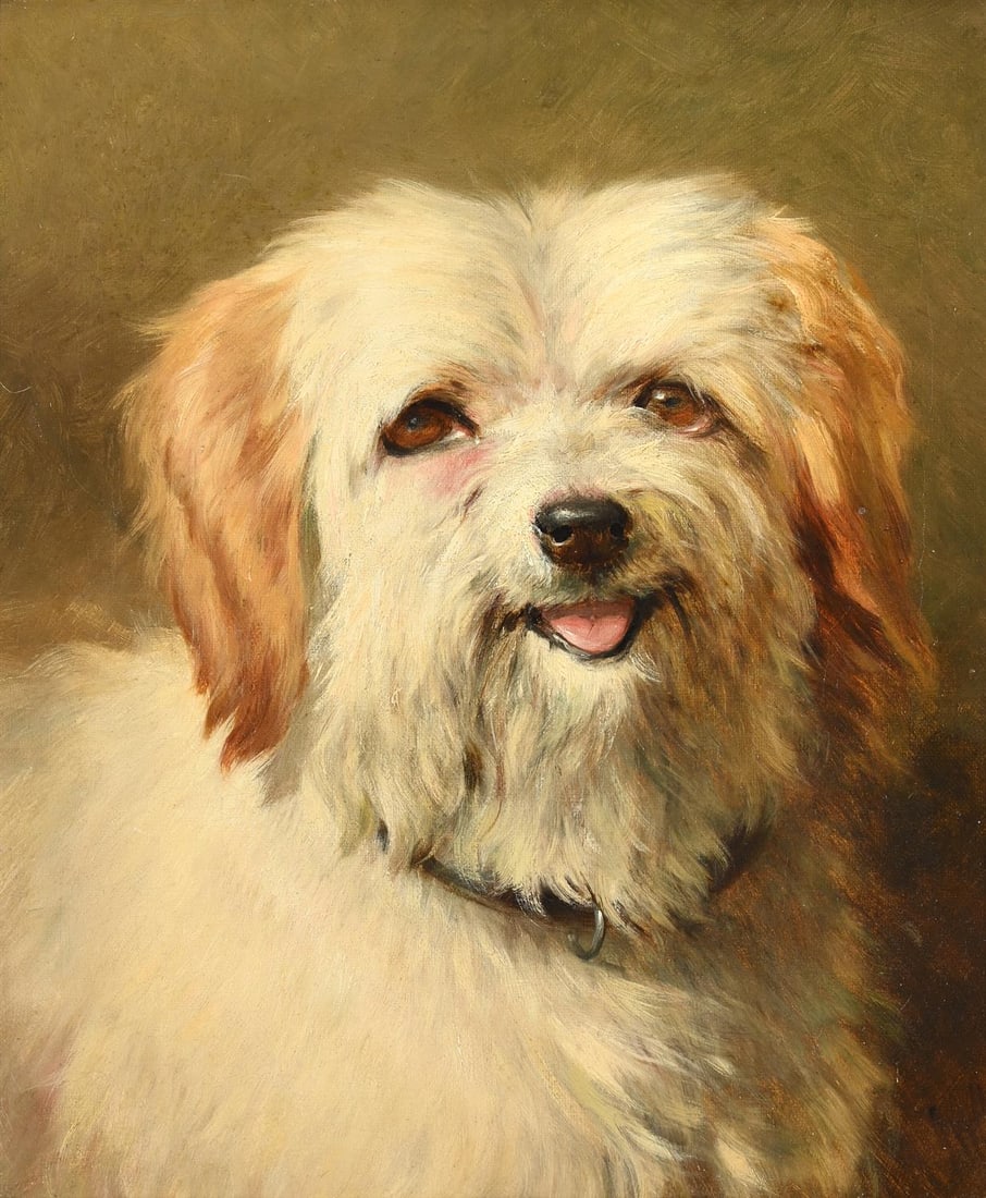 JAMES WILLIAM COLE (BRITISH 1849-1882), THE HEAD OF A TERRIER: JAMES WILLIAM COLE (BRITISH 1849-1882)THE HEAD OF A TERRIEROil on canvas29.5 x 24.5cm (11½ x 9½in.)