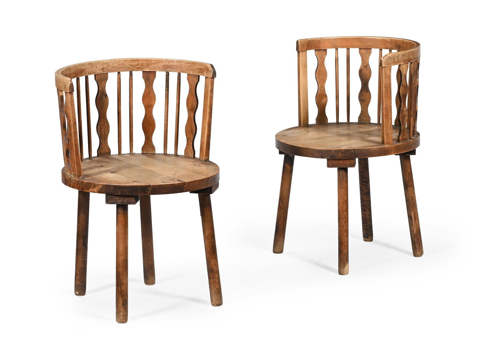 STENEBY HEMSLÖID (SWEDISH), A PAIR OF TUB ARMCHAIRS, CIRCA 1930s: STENEBY HEMSLÖID (SWEDISH)A PAIR OF TUB ARMCHAIRS, CIRCA 1930sPine71.5cm high, 47cm wide, 49cm deep