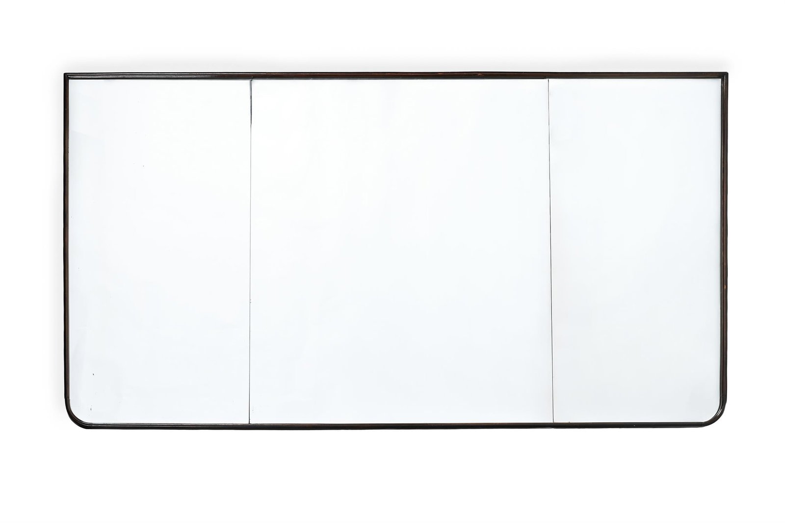 A MODERN WALL MIRROR OF RECENT MANUFACTURE: MODERNA WALL MIRROR, OF RECENT MANUFACTUREMirrored glass, painted hardwood86.5cm high, 155cm wide, 4.5cm deep