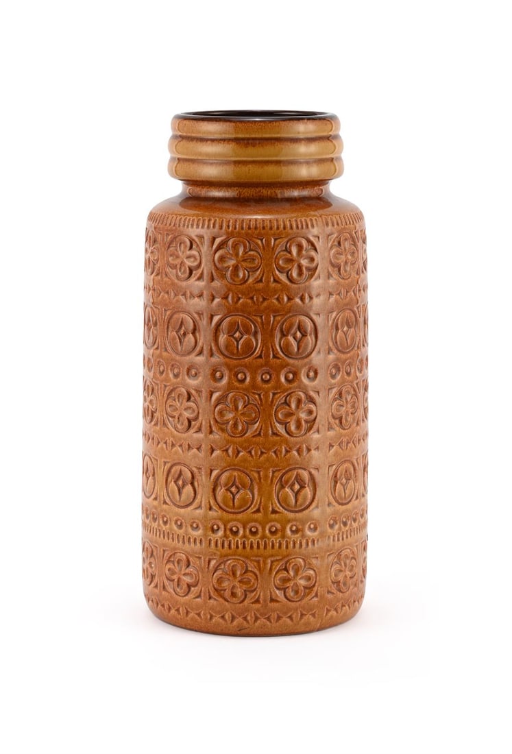 SCHEURICH KERAMIK (GERMAN, FD. 1928) ATTRIBUTED, LARGE VASE; SECOND HALF 20TH CENTURY: SCHEURICH KERAMIK (GERMAN, FD. 1928) ATTRIBUTEDLARGE VASE; SECOND HALF 20TH CENTURYGlazed ceramic; repeating floral motifMarked to base 'W.GERMANY 289-47'46cm high