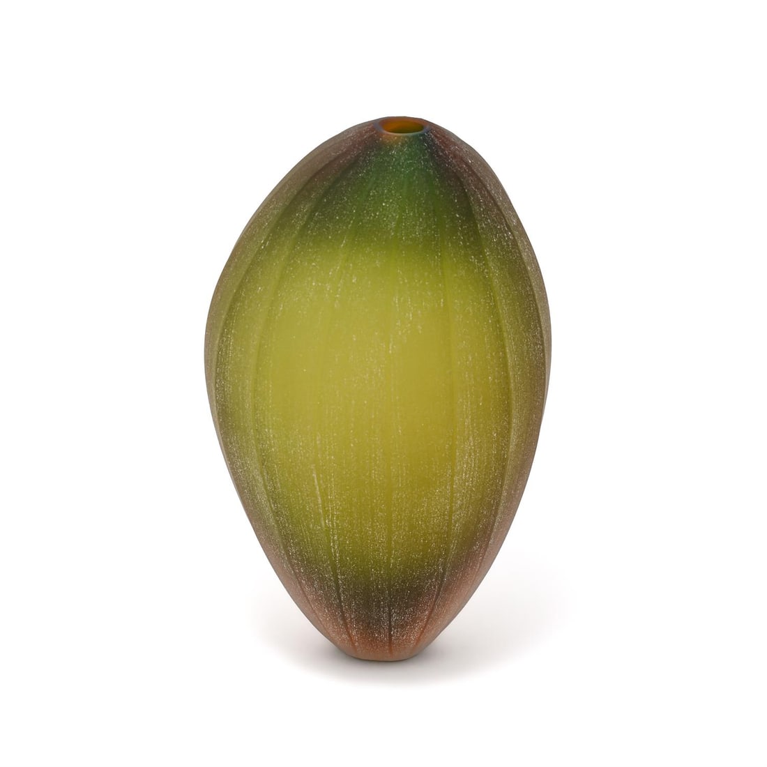 λ LAURA DE SANTILLANA (1955-2019), 'PAPAIA' VASE, EARLY 21ST CENTURY: λ LAURA DE SANTILLANA (1955-2019) 'PAPAIA' VASE, EARLY 21ST CENTURYHandcrafted green glassMade for Arcade Murano, Italy. Engraved with artist's signature and maker's marks.19cm high λ indica
