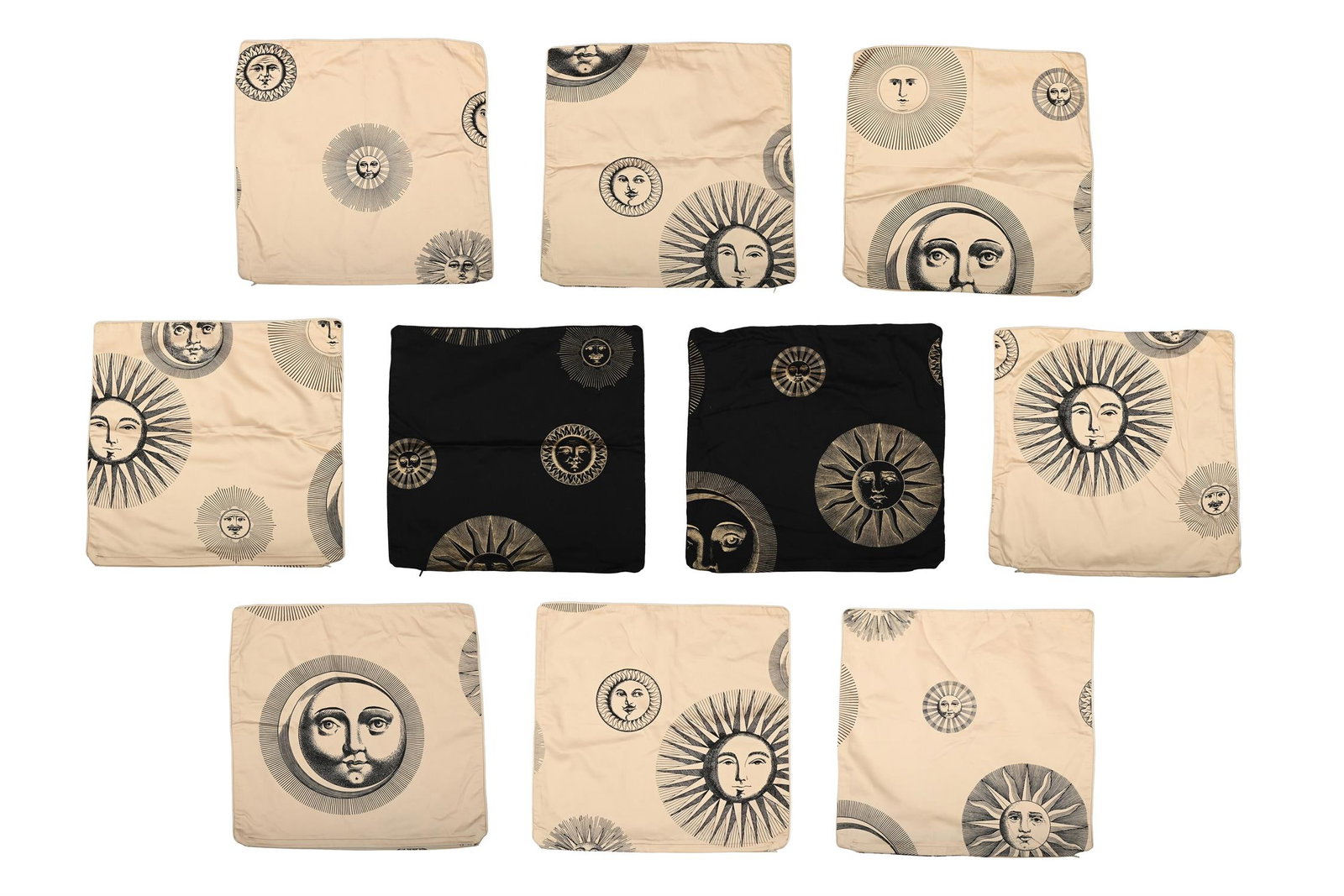 PIERO FORNASETTI (ITALIAN, 1913-1988), TEN 'SUN' CUSHION COVERS; 21ST CENTURY (1 of 1)