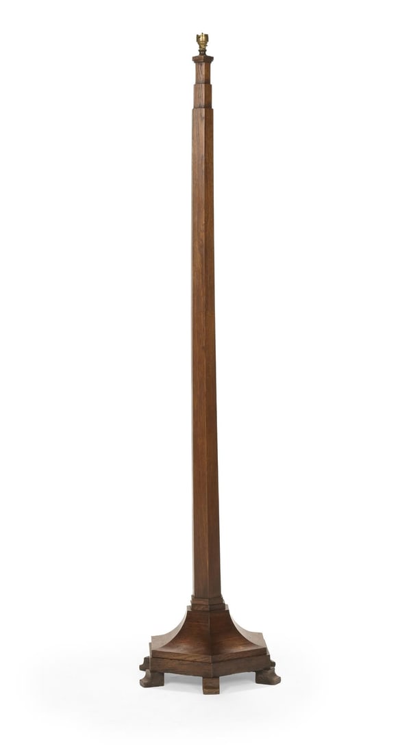 HEALS (BRITISH, FD. 1810), FLOOR LAMP; CIRCA 1930: HEALS (BRITISH, FD. 1810)FLOOR LAMP; CIRCA 1930Oak; hexagonal base155cm high