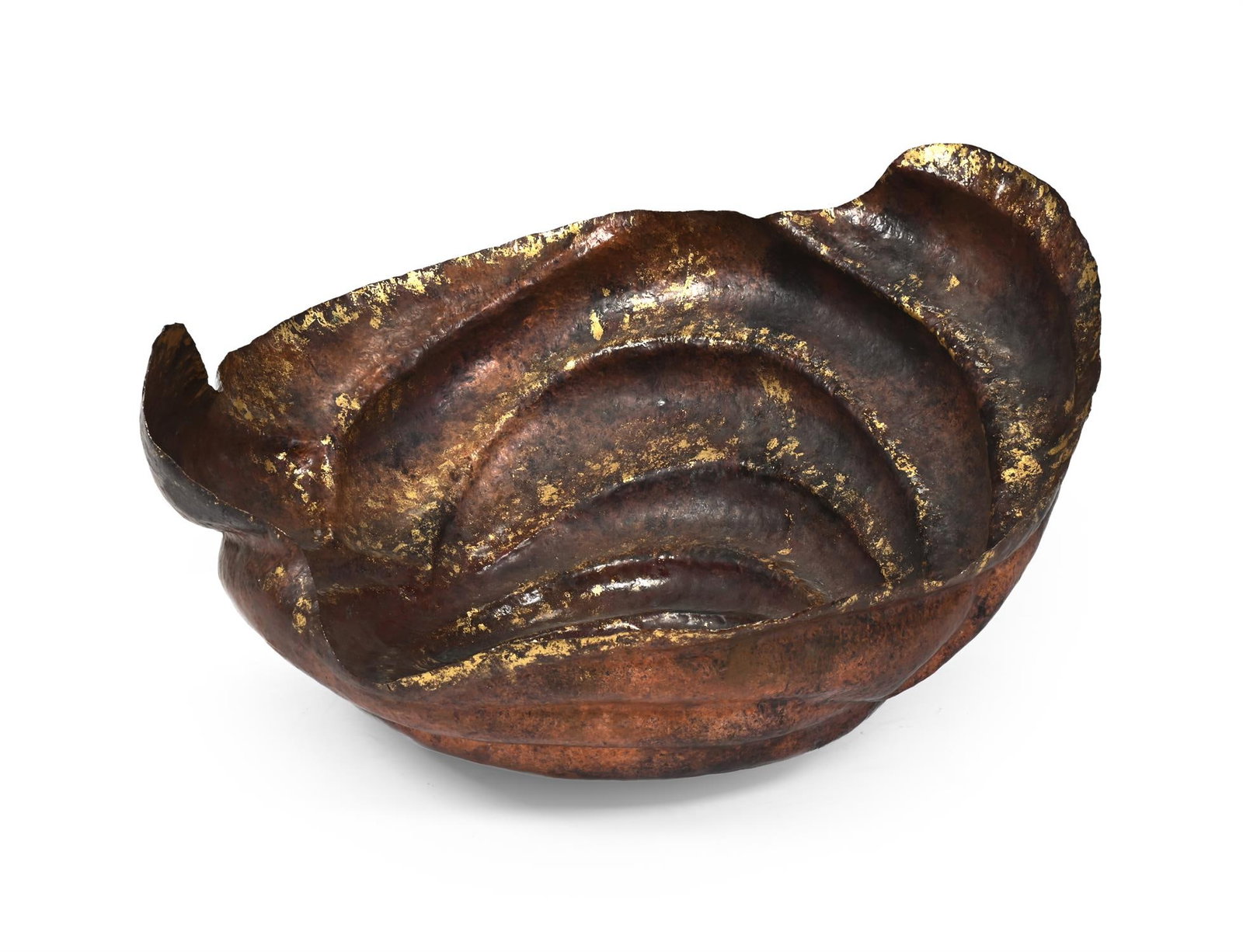 λ NDIDI EKUBIA (BRITISH, B.1973), 'TORNADO SWIRL' SCULPTURE; 2007: λ NDIDI EKUBIA (BRITISH, B.1973)'TORNADO SWIRL' SCULPTURE; 2007Patinated copper, with applied gold leafStamped with artist's monogram mark 'NE'46.5cm high, 86cm wide λ indicates that this lo