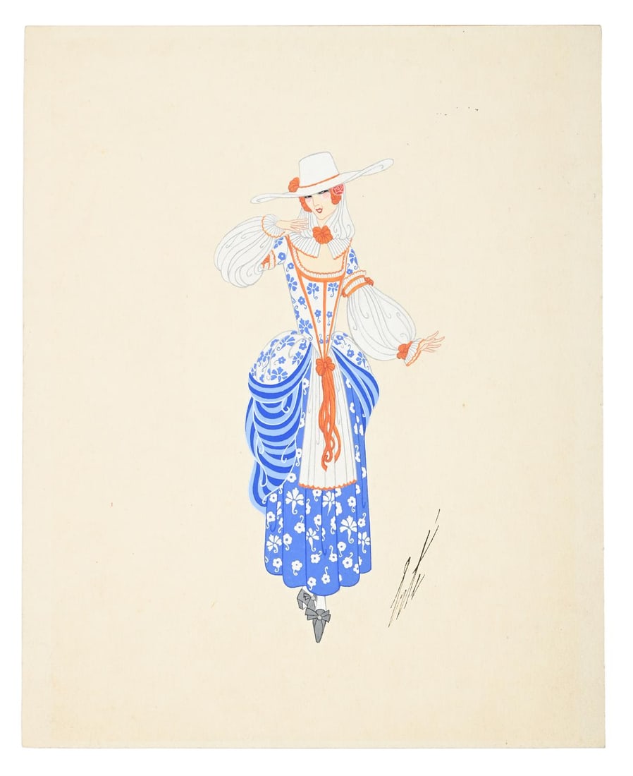 λ ERTÉ (FRENCH, 1892-1990), ‘MARTHA; II ACTE’ COSTUME DESIGN FOR GANNA WALSKA;: λ ERTÉ (FRENCH, 1892-1990)'MARTHA; II ACTE' COSTUME DESIGN FOR GANNA WALSKA; 1926GouacheSigned lower right; titled, numbered, dated, written 'Ganna Walska', stamped with studio stamp and 'Co