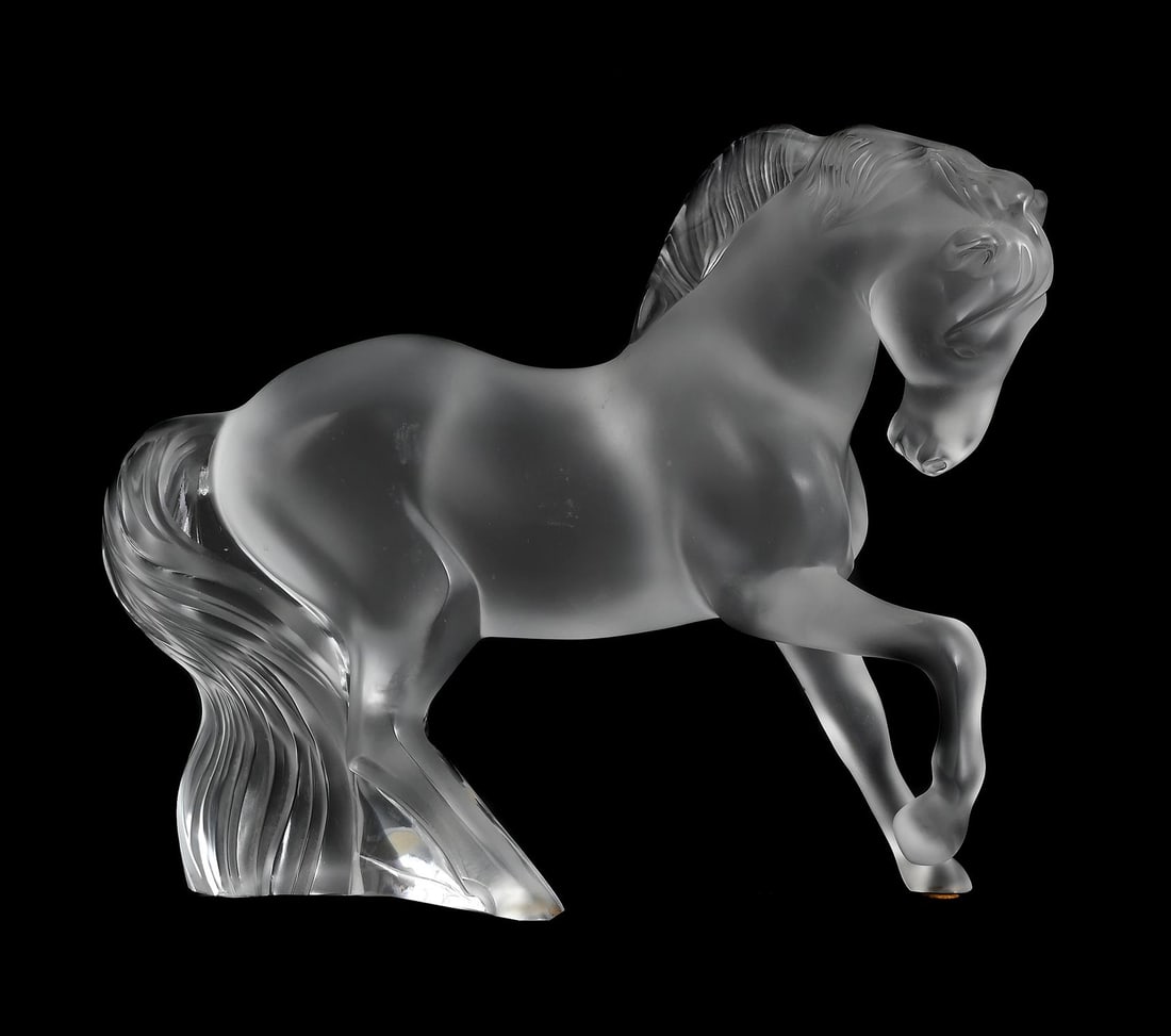 LALIQUE, 'MISTRAL' HORSE SCULPTURE; POST 1945: LALIQUE'MISTRAL' HORSE SCULPTURE; POST 1945Clear and frosted glassSigned 'Lalique® France'21cm high