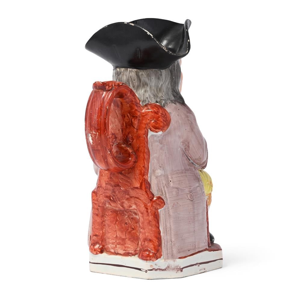 A STAFFORDSHIRE PEARLWARE PIPE-SMOKING TOBY JUG, CIRCA 1830 - 3