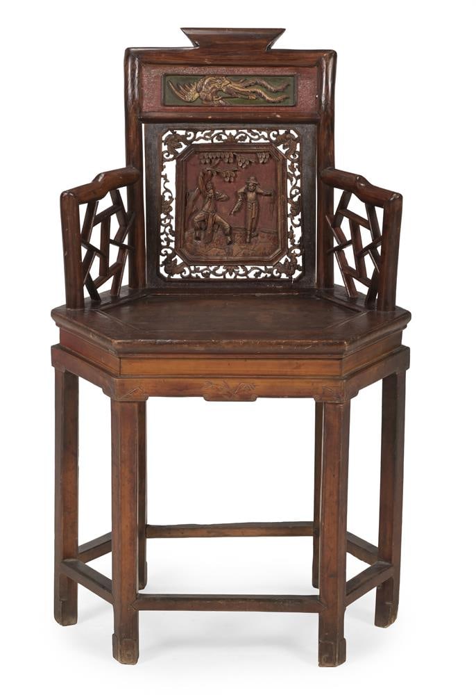 A CHINESE YUMU ELM CORNER ARMCHAIR, QING DYNASTY, SECOND HALF 19TH CENTURY - 2