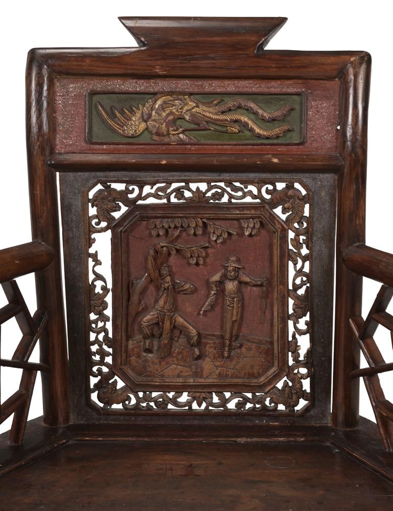 A CHINESE YUMU ELM CORNER ARMCHAIR, QING DYNASTY, SECOND HALF 19TH CENTURY - 4