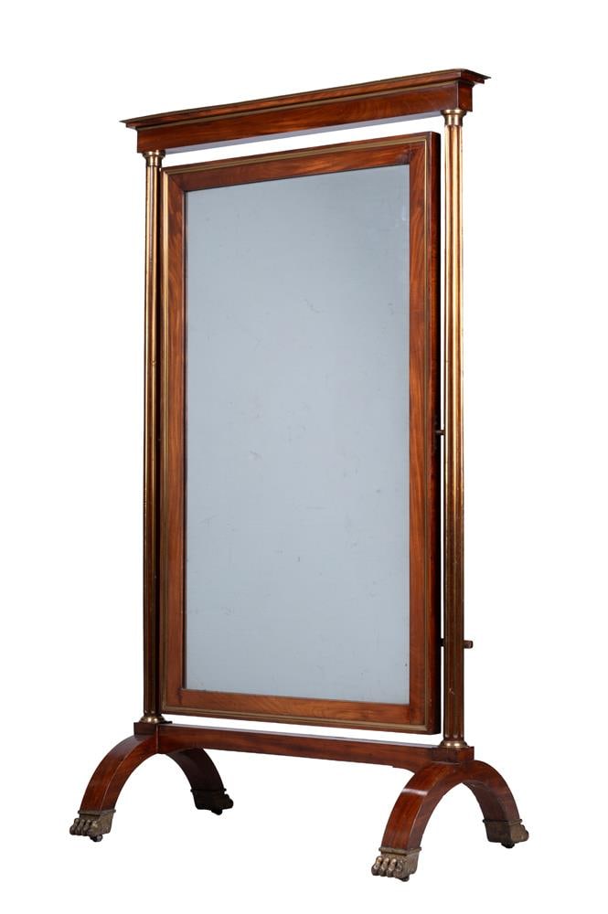 A LOUIS PHILIPPE MAHOGANY AND BRASS INLAID CHEVAL MIRROR, FRENCH, CIRCA 1840 (1 of 4)
