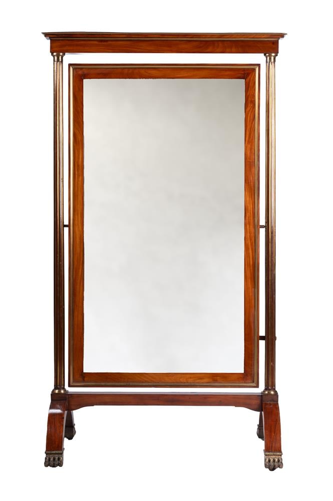 A LOUIS PHILIPPE MAHOGANY AND BRASS INLAID CHEVAL MIRROR, FRENCH, CIRCA 1840 - 2