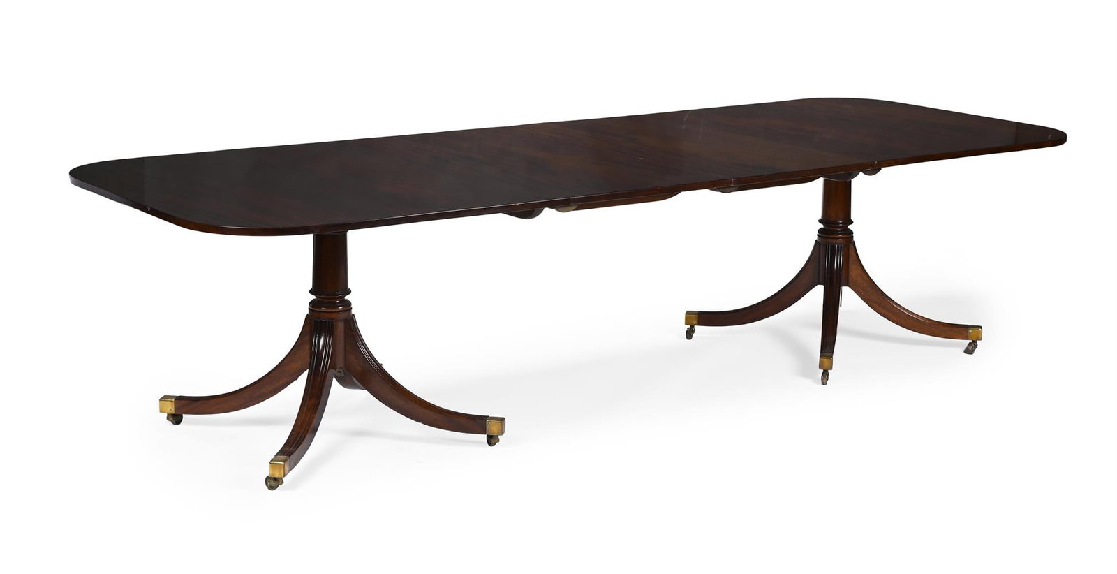 A WILLIAM TILLMAN MAHOGANY TWIN PEDESTAL DINING TABLE AND SET OF TEN CHAIRS, MANNER OF GILLOWS - 2