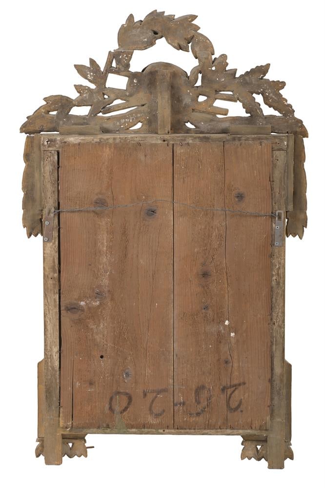 A LOUIS XVI CARVED WOOD AND GILT GESSO WALL MIRROR, FRENCH, CIRCA 1790 - 2