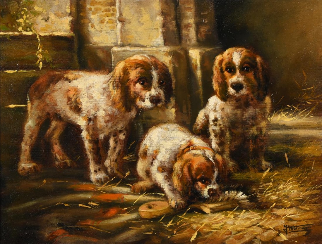 JOHANNES WOUTERUS VAN TRIRUM (DUTCH 1924-2011), THREE SPANIEL PUPPIES - 2