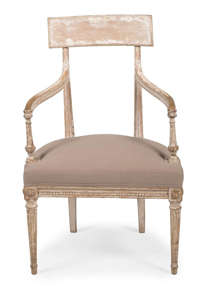 A STRIPPED PINE AND PART PAINTED ARMCHAIR, CONTINENTAL, 18TH CENTURY - 2