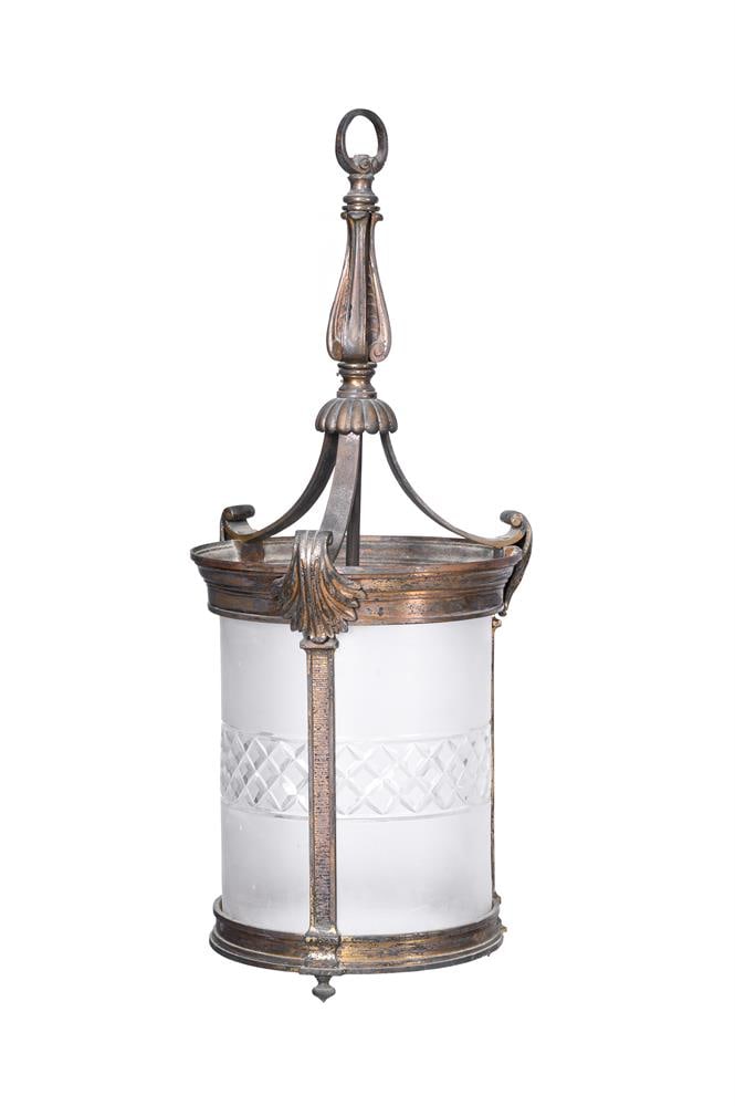 A SET OF SEVEN EDWARDIAN GILT BRONZE AND FROSTED GLASS HANGING LANTERNS, FIRST QUARTER 20TH CENTURY - 8