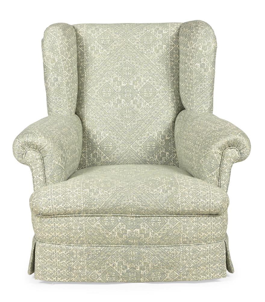 AN EDWARDIAN BEECH AND GUY GOODFELLOW UPHOLSTERED WINGBACK ARMCHAIR, FIRST QUARTER 20TH CENTURY - 2