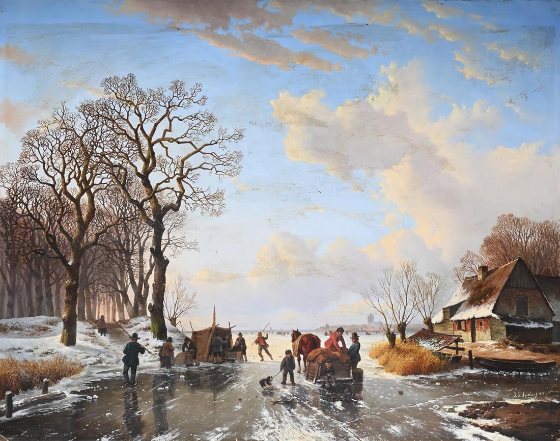 FOLLOWER OF JAN JACOB SPOHLER, WINTER LANDSCAPE WITH FROZEN LAKE - 2