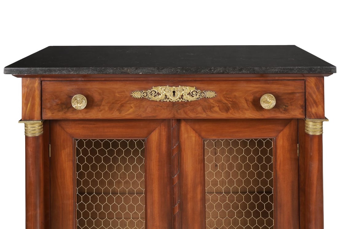 A LOUIS PHILIPPE MAHOGANY, GILT METAL MOUNTED AND MARBLE TOPPED CABINET, CIRCA 1840 - 3