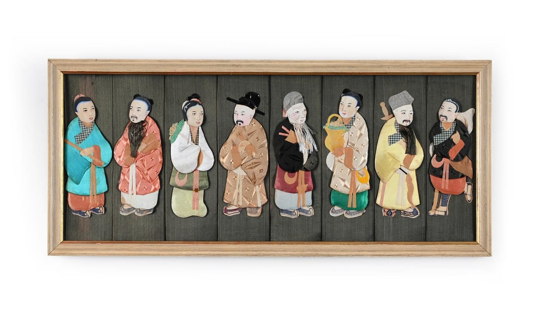 A CHINESE FRAMED SILK APPLIQUE DEPICTING THE EIGHT DAOIST IMMORTALS, AND ANOTHER SIMILAR - 2