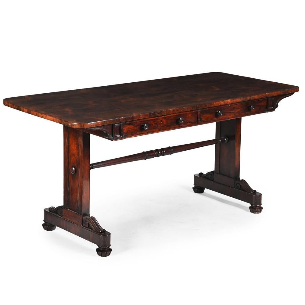 Y A WILLIAM IV ROSEWOOD LIBRARY TABLE, BY JOHNSTONE & JEANES, CIRCA 1835 (1 of 3)