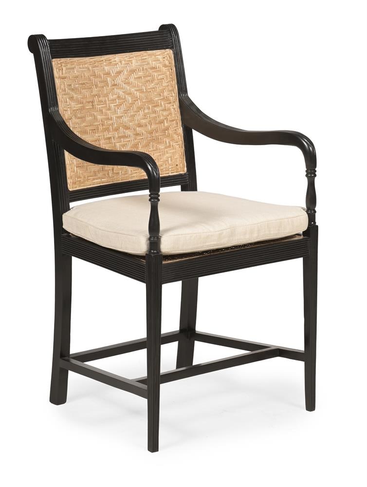 Y A SET OF EIGHT EBONY ARMCHAIRS, IN GEORGE III STYLE, LATE 20TH OR EARLY 21ST CENTURY - 3