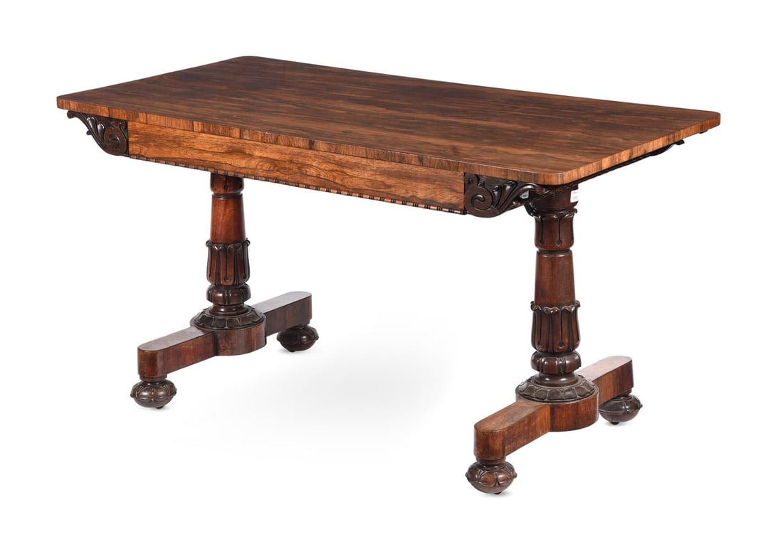 Y A WILLIAM IV ROSEWOOD LIBRARY TABLE, CIRCA 1835 (1 of 4)