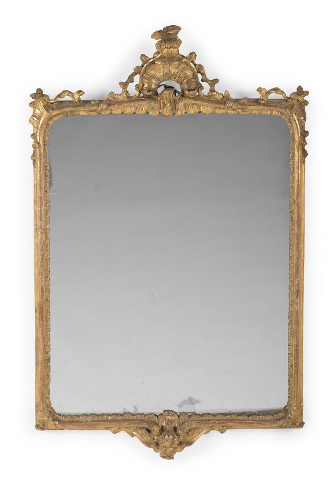 A CARVED WOOD AND GILT GESSO WALL MIRROR, FIRST QUARTER 19TH CENTURY (1 of 2)