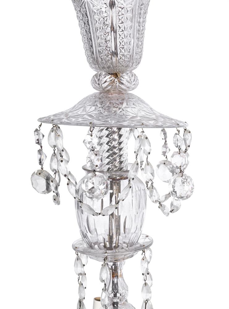 A CUT AND MOULDED GLASS FIVE LIGHT CHANDELIER, EARLY 20TH CENTURY - 3