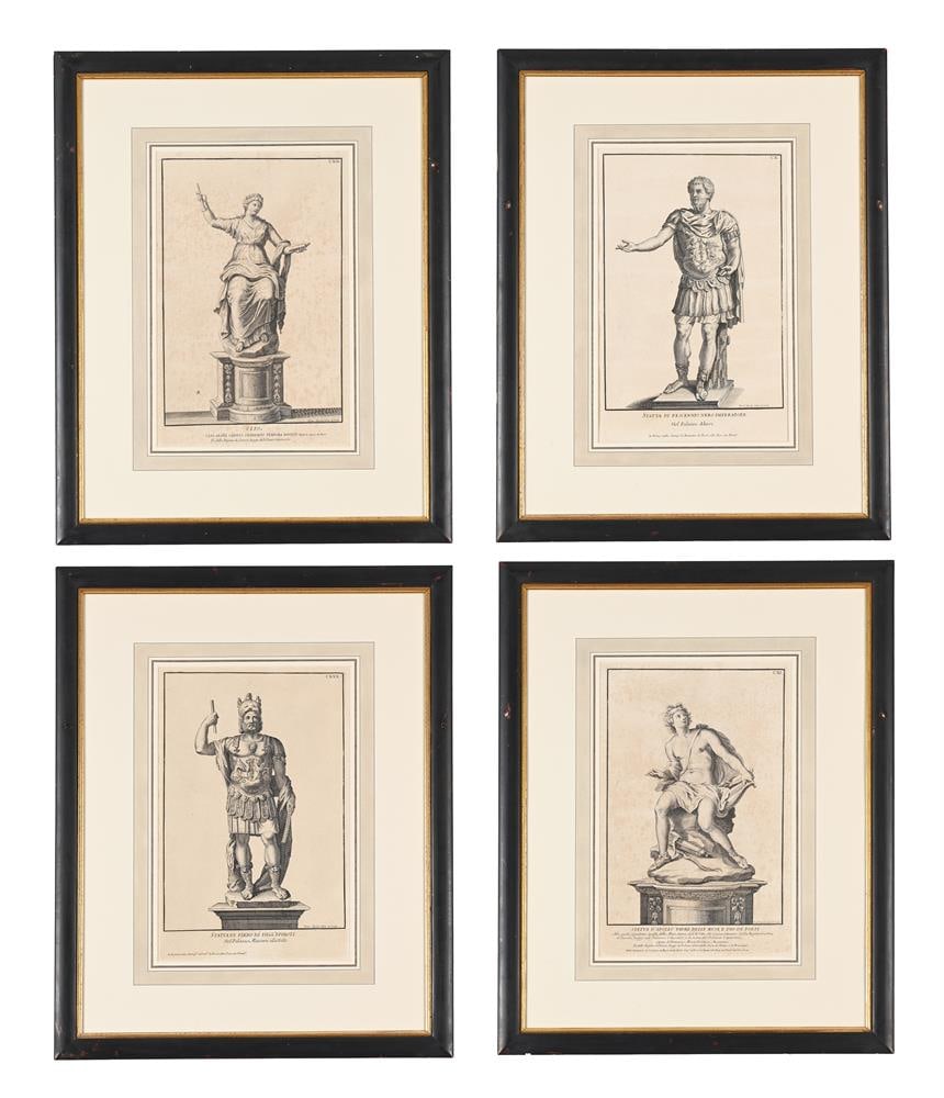 AFTER FRANCESCA AQUILA, A SET OF FOUR PRINTS OF CLASSICAL STATUES (4): AFTER FRANCESCA AQUILA A SET OF FOUR PRINTS OF CLASSICAL STATUES FROM 'RACCOLTA DI STATUE ANTICHE E MODERNE' (1704) Engraving Each plate 34.5 x 21.5cm (13½ x 8¼in.) (4) Condition
