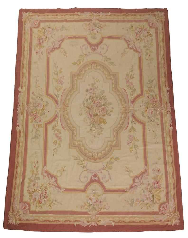 AN AUBUSSON CARPET, 20TH CENTURY: AN AUBUSSON CARPET 20TH CENTURY approximately 350 x 265cm Provenance: Bonham's, London, Collections: Including a Nicky Haslam Interior, 16th December 2024, lot 50, hammer £1,408 inc. BP
