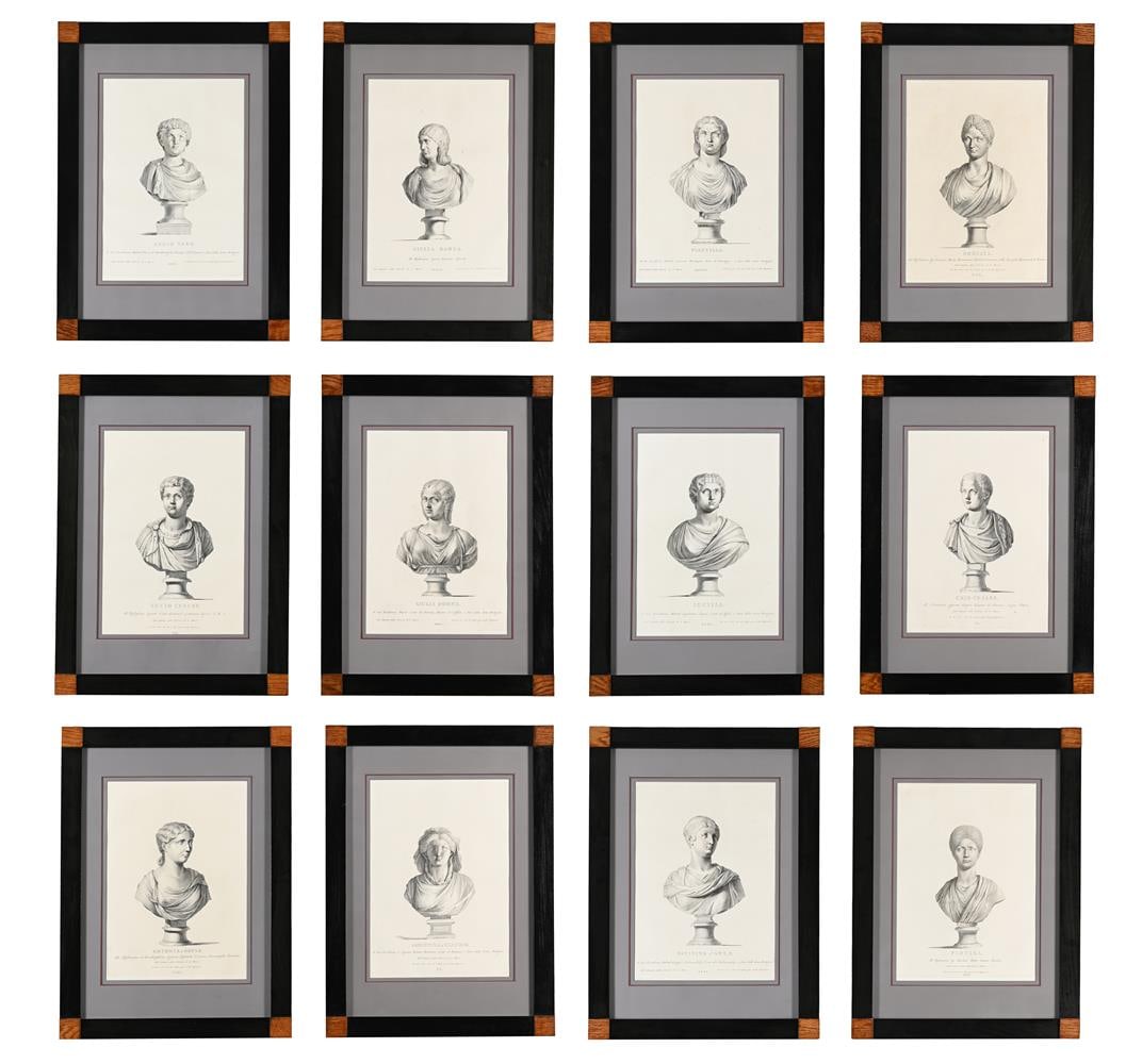 AFTER ANTONIO MARIA ZANETTI, TWELVE PRINTS OF BUSTS (12): AFTER ANTONIO MARIA ZANETTI TWELVE PRINTS OF BUSTS FROM 'DELLE ANTICHE STATUE GRECHE E ROMANE' (1740) Engraving 37 x 26cm (14½ x 10in.) (12) Condition Report: Condition Report Disclaimer