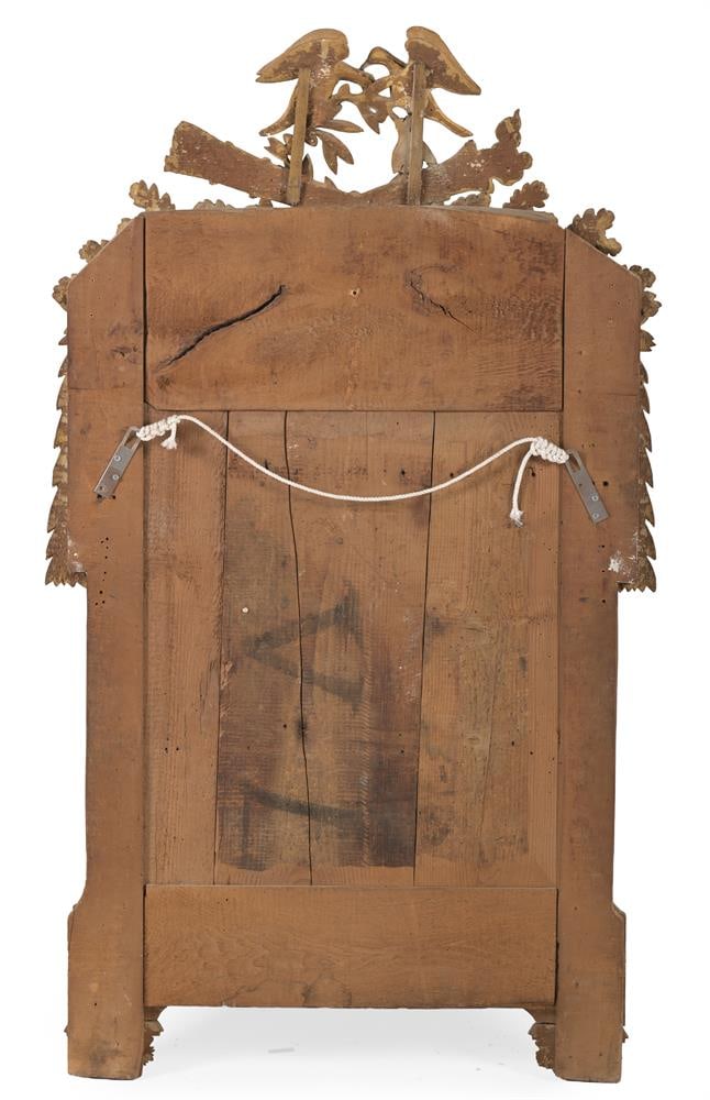 A LOUIS XVI CARVED WOOD AND GILT GESSO WALL MIRROR, CIRCA 1790 - 2
