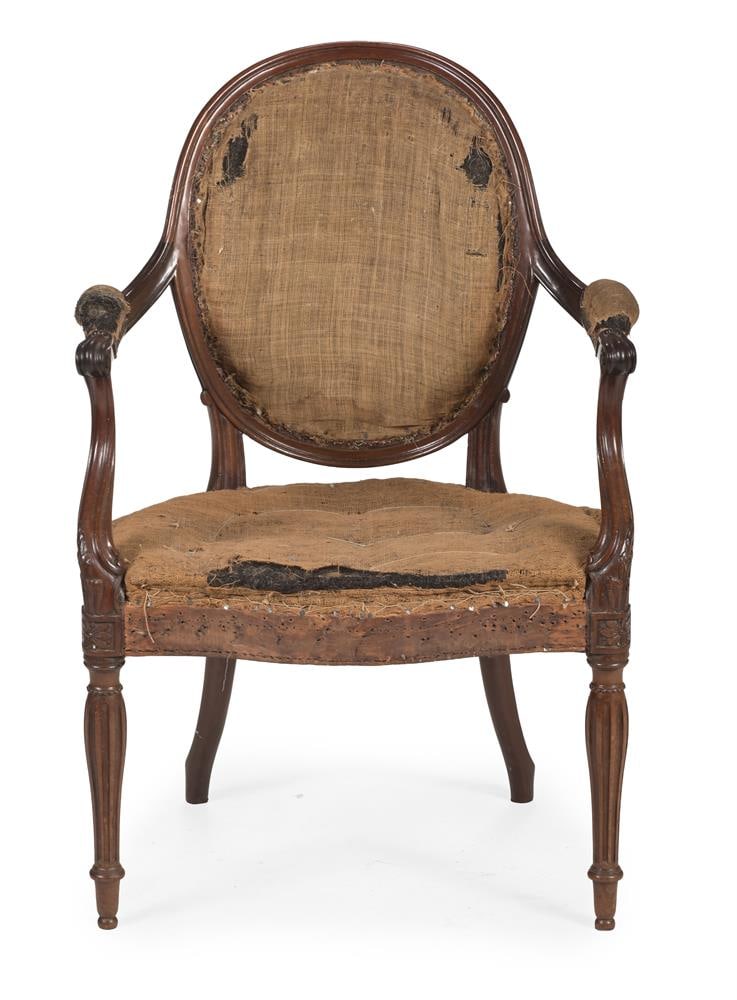 A GEORGE III MAHOGANY CAMEO BACK ARMCHAIR, IN THE MANNER OF INCE AND MAYHEW, CIRCA 1770 - 2